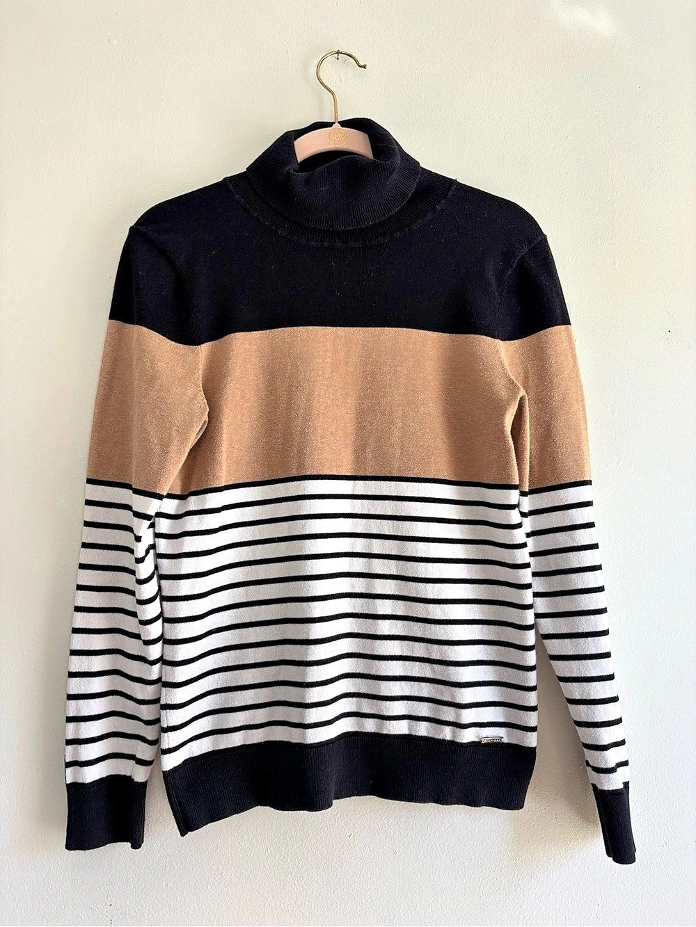 Tommy Hilfiger Colorblock Striped Turtleneck Sweater Size Medium
